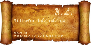Milhofer Lénárd névjegykártya